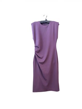 Ann Taylor Plum Sleeveless Midi Dress with Side Gather